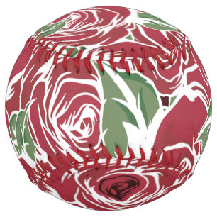Roses Country red green vintage floral   Softball
