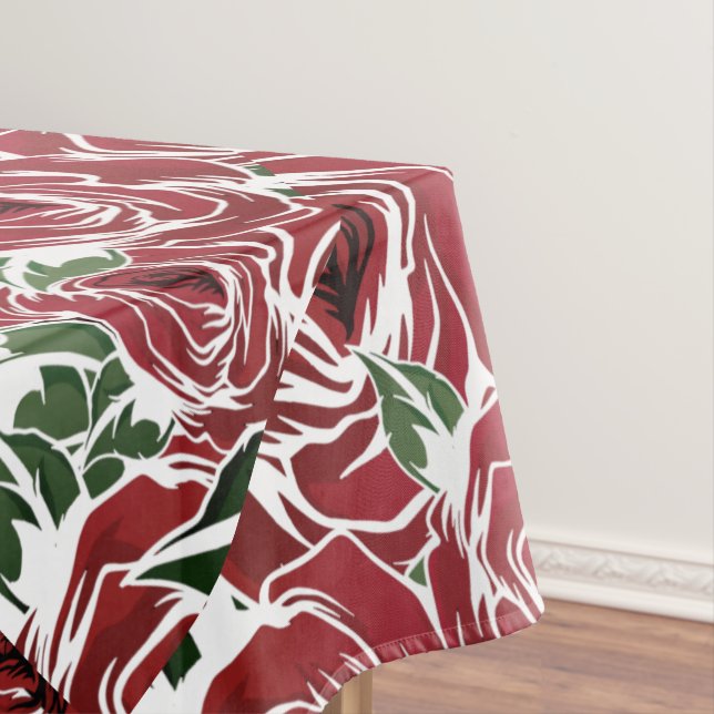 Roses Country red green vintage floral   Tablecloth (In Situ)
