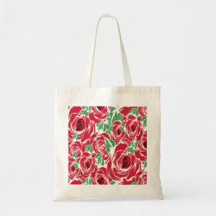 Roses Country red green vintage floral Tote Bag