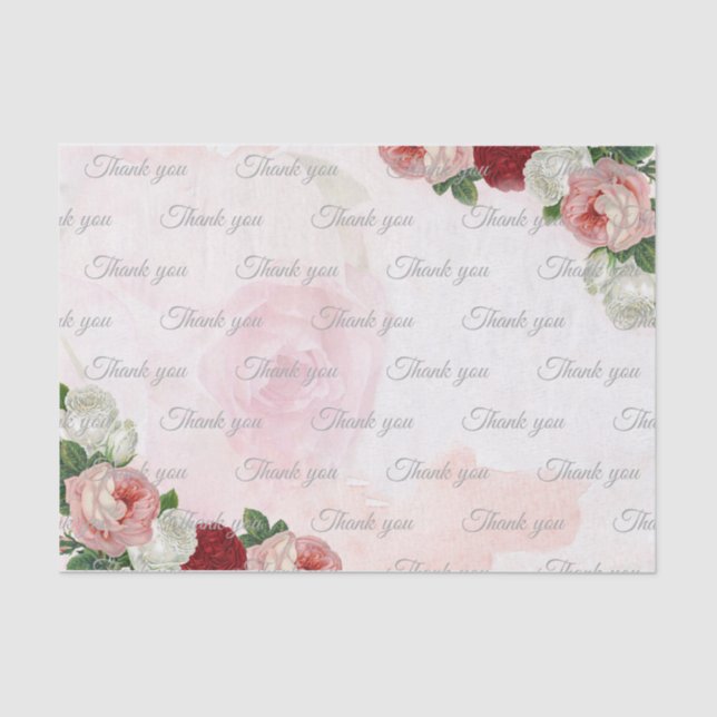 Roses custom Thank you Wedding tissue paper (Front)