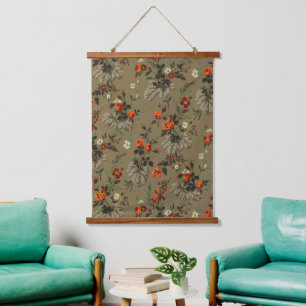 Roses & Daisies Floral Pattern Antique Wallpaper Hanging Tapestry