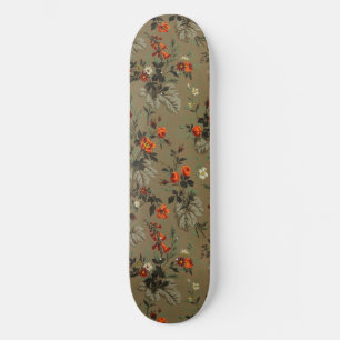 Roses & Daisies Floral Pattern Antique Wallpaper Skateboard