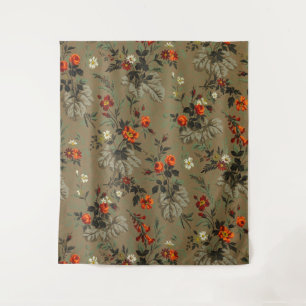 Roses & Daisies Floral Pattern Antique Wallpaper Tapestry