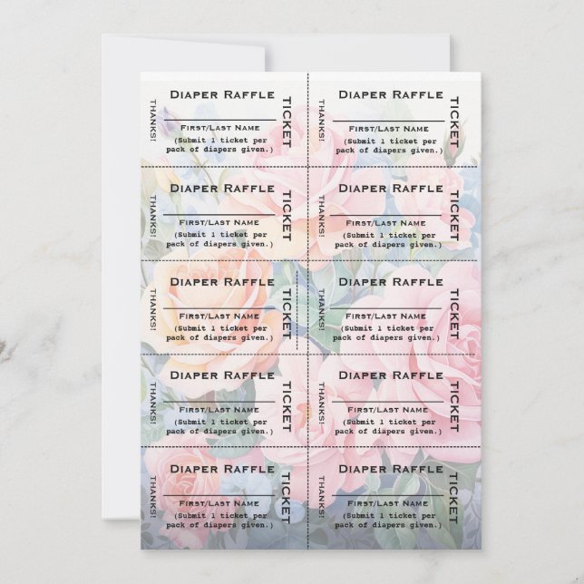 Roses Diaper Raffle Tickets Plain Typography Invitation (Front)
