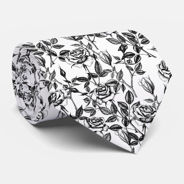 Roses drawing neck tie (Rolled)