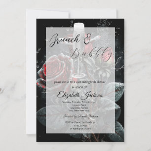 Roses Drops Champagne Glass Bridal Shower Invitation