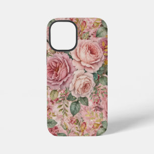 Roses Dusty Rose Elegant Charm Sage Green Gold iPhone 12 Mini Case