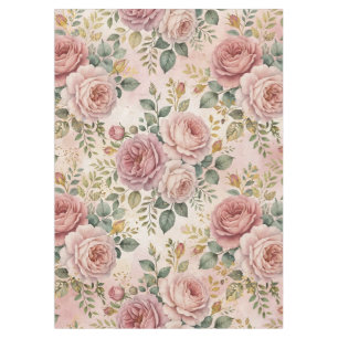 Roses Dusty Rose Elegant Charm Sage Green Gold Tablecloth