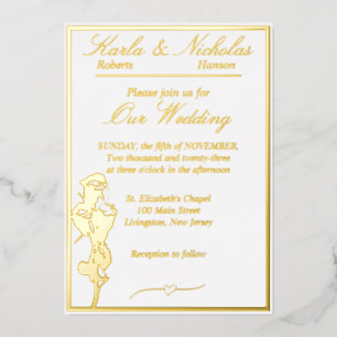 Roses, Elegant White Wedding, Gold Full