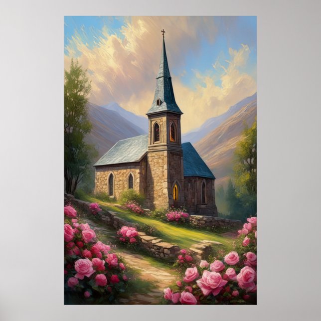 Roses Embrace, A Mediaeval Church Poster (Front)