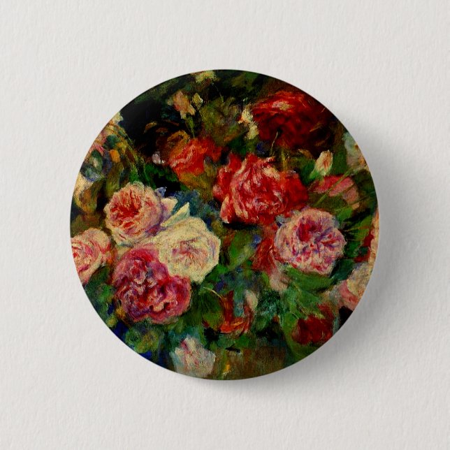 Roses, famous Renoir painting, 6 Cm Round Badge (Front)