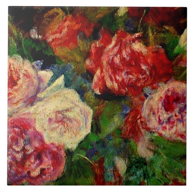 Roses, famous Renoir painting, Tile (Front)