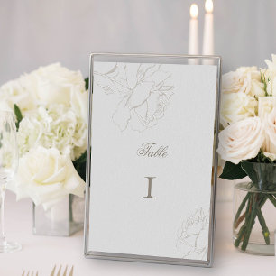 Roses Faux Embossed Ivory Formal Elegant Wedding Table Number