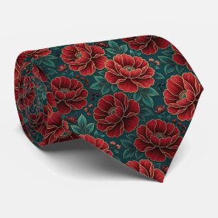 Roses Faux Silk Jewel Tone + Gold Gentleman's Tie