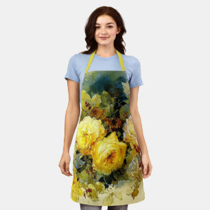 Roses, fine art painting, apron