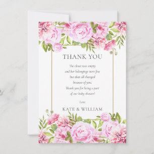 Roses Floral Baby Shower Poem Thank You Card