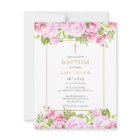 Roses Floral Baptism Christening Invitation
