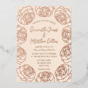 Roses Floral Boho Blush Pink Gold Foil Wedding