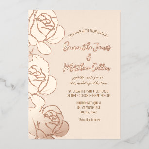 Roses Floral Boho Blush Pink Gold Foil Wedding