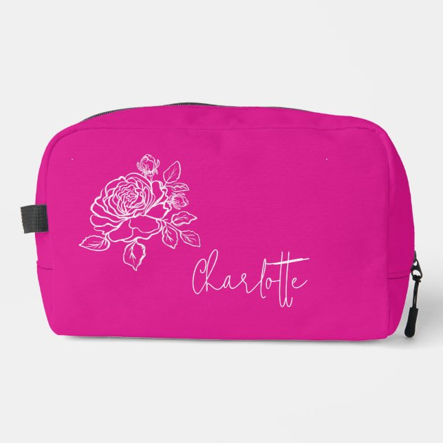 Roses  Floral Custom Name Dopp Kit (Front)