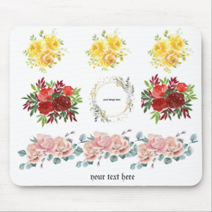 Roses floral customisable placeholder for pic mouse mat