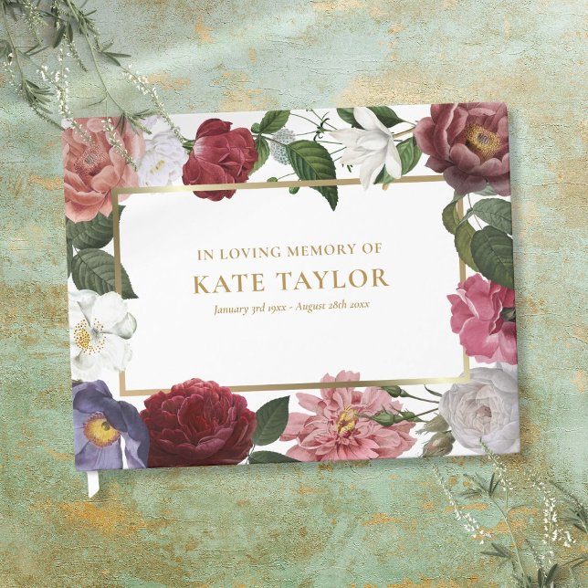 Roses Floral Funeral Service Memorial Guest Book (Roses Floral Funeral Service Memorial Guest Book)