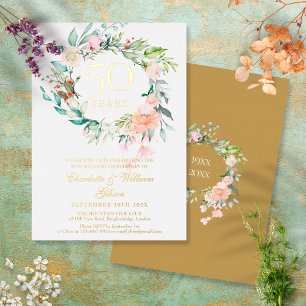 Roses Floral Garland 50th Wedding Anniversary Gold