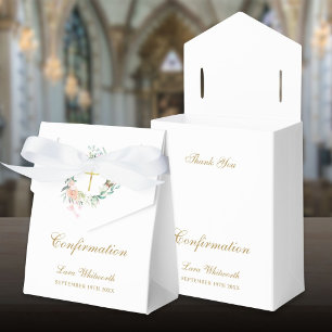 Roses Floral Garland Gold Script Confirmation Favour Box