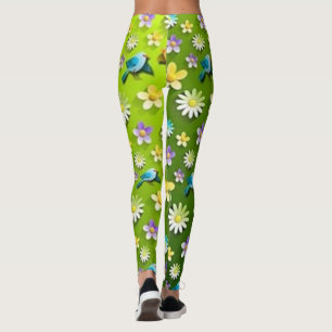 Roses floral green red Leggings lifewomenstyle
