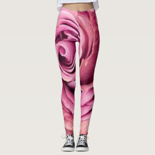 Roses floral Green Red modern Chic black Leggings
