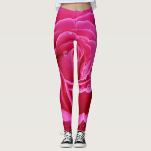 Roses floral green red modern chic style Leggings