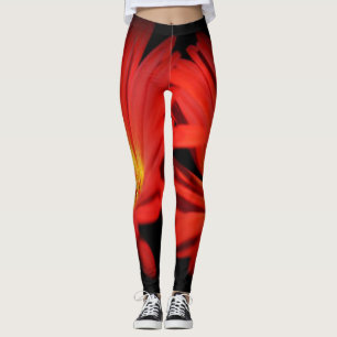 Roses floral green red modern style Leggings