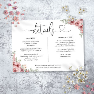 Roses Floral Heart Script Details Information Card