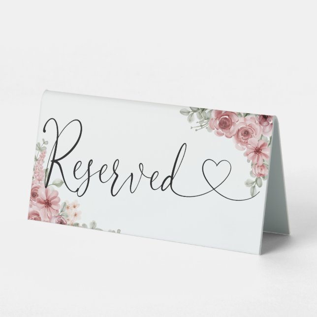 Roses Floral Heart Script Reserved (Front)