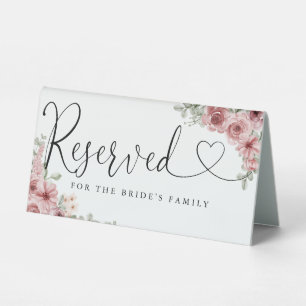 Roses Floral Heart Script Wedding Reserved