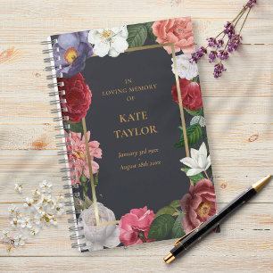 Roses Floral In Loving Memory Funeral Guest Book