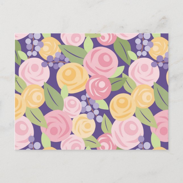Roses Floral Pattern Post Card (Front)
