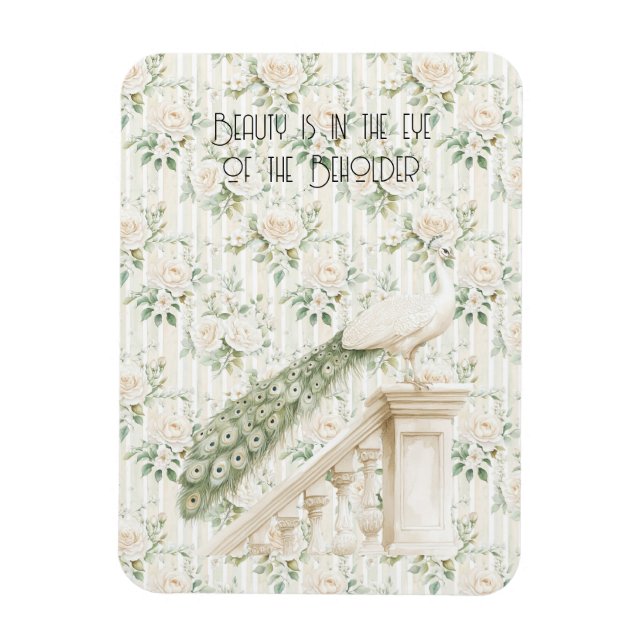 Roses Floral Peacock Beauty Is  Magnet (Vertical)