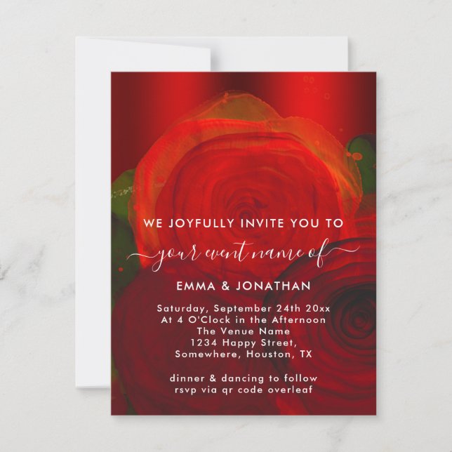 Roses Floral QR Code Red Wine Elegant  (Front)