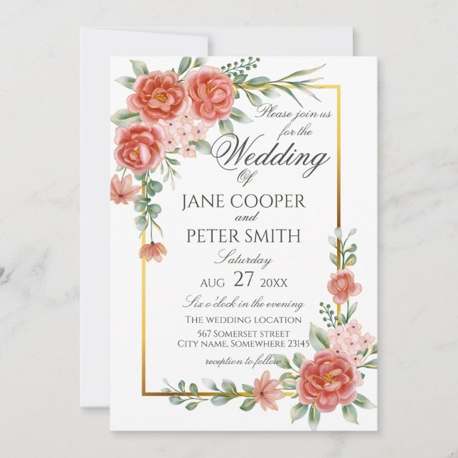 Roses floral Wedding Invitation (Front)