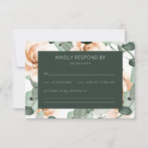 Roses Floral Wedding  RSVP Card