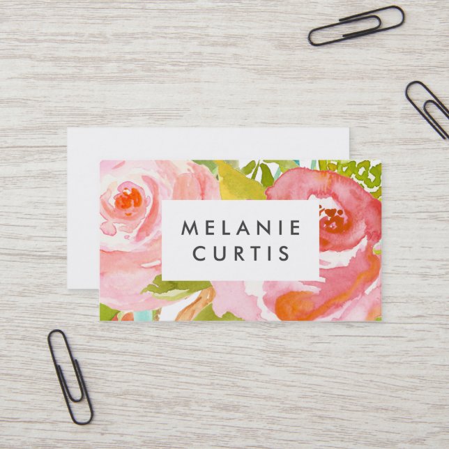 Roses Florals Business Card (Front/Back In Situ)