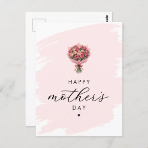 Roses Flower Bouquet Happy Mother's Day Elegant Postcard