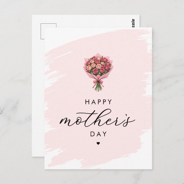 Roses Flower Bouquet Happy Mother's Day Elegant Postcard (Front/Back)