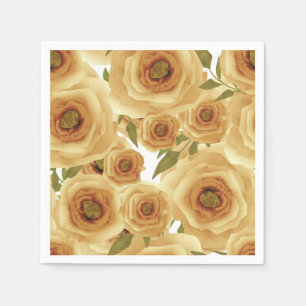 Roses flowers abstract floral print beige colours napkin