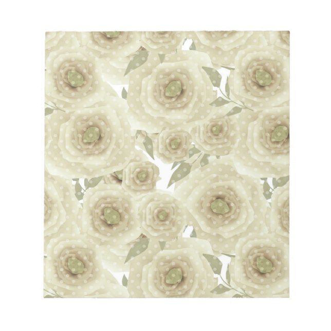 Roses flowers abstract floral print beige colours notepad (Front)