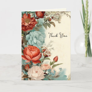 Roses Flowers Floral Thank You Card