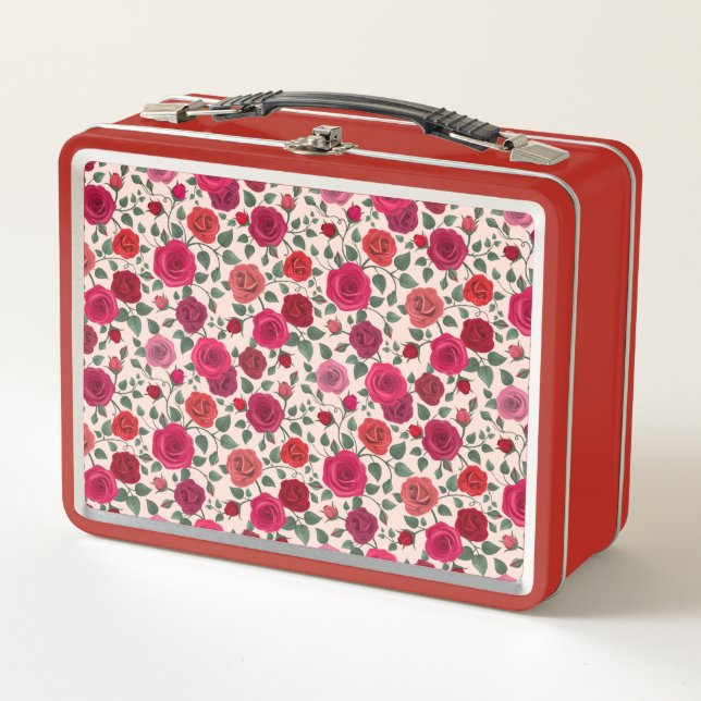 Roses Flowers Metal Lunchbox (Front)