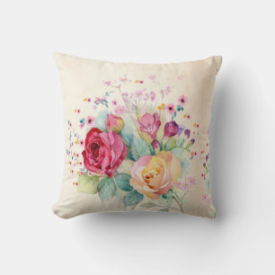 Roses flowers on Ecru  Cushion