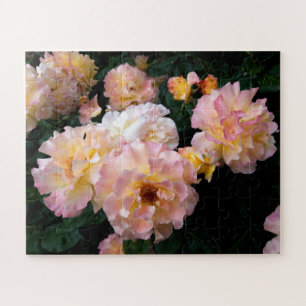 Roses Flowers , Pink Yellow Roses Jigsaw Puzzle